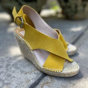 Dolce Vita Yellow Suede Wedge Sandals